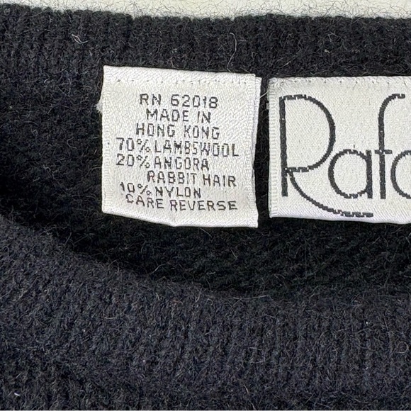 Vintage 90s lambs wool angora rabbit hair multicolor polkadot crewneck sweater M - Picture 7 of 14